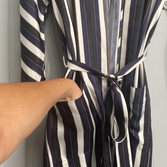❗️SOLD❗️Aritzia Wilfred Navy/White Stripes Long Kimono Style Jacket Size XS - Picture 7 of 10